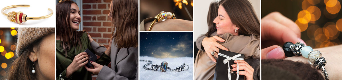 Collage with gift giving christmas looking images