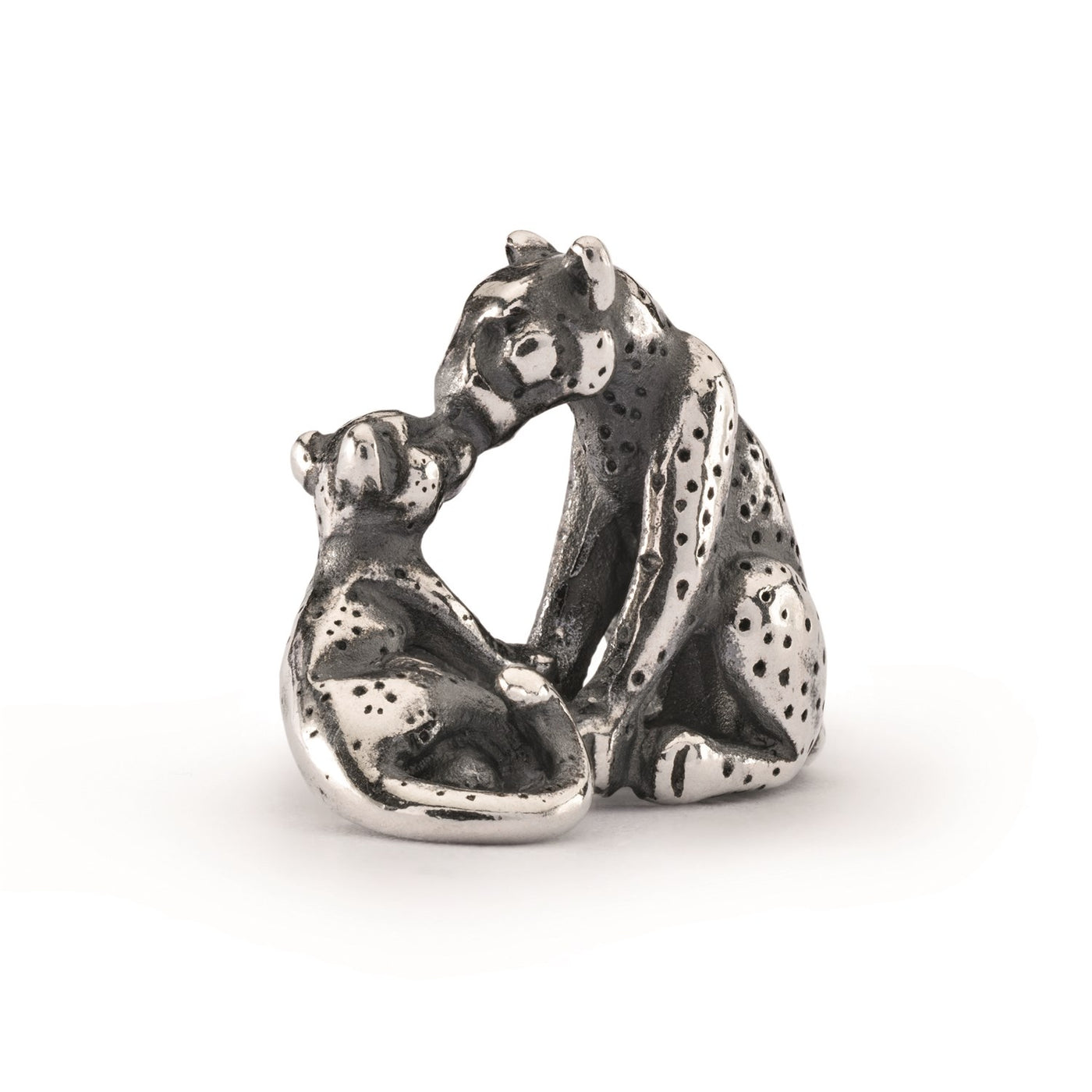 Leopard cub and mom silver bead