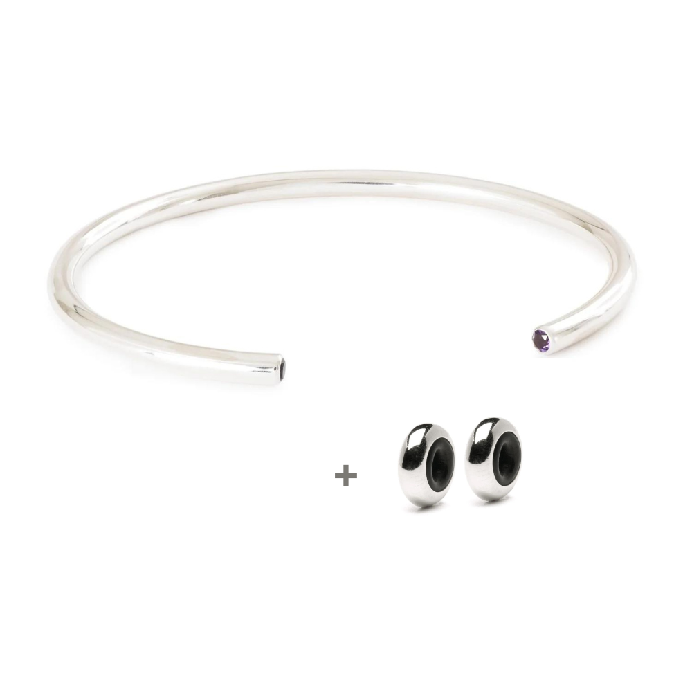 Power Bangle with Silver Spacers (2 pcs)