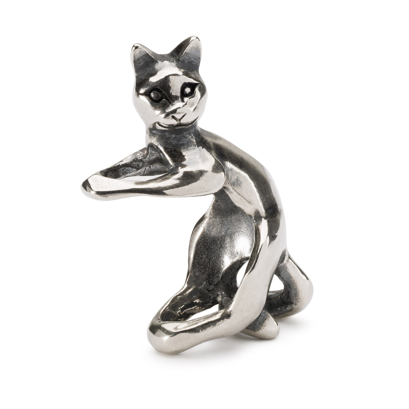 Playful Cat silver bead with room for a small bead