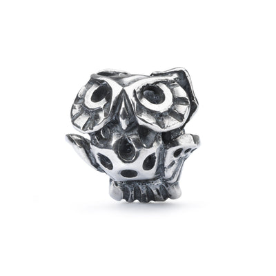 Wise owl silver jewellery bead