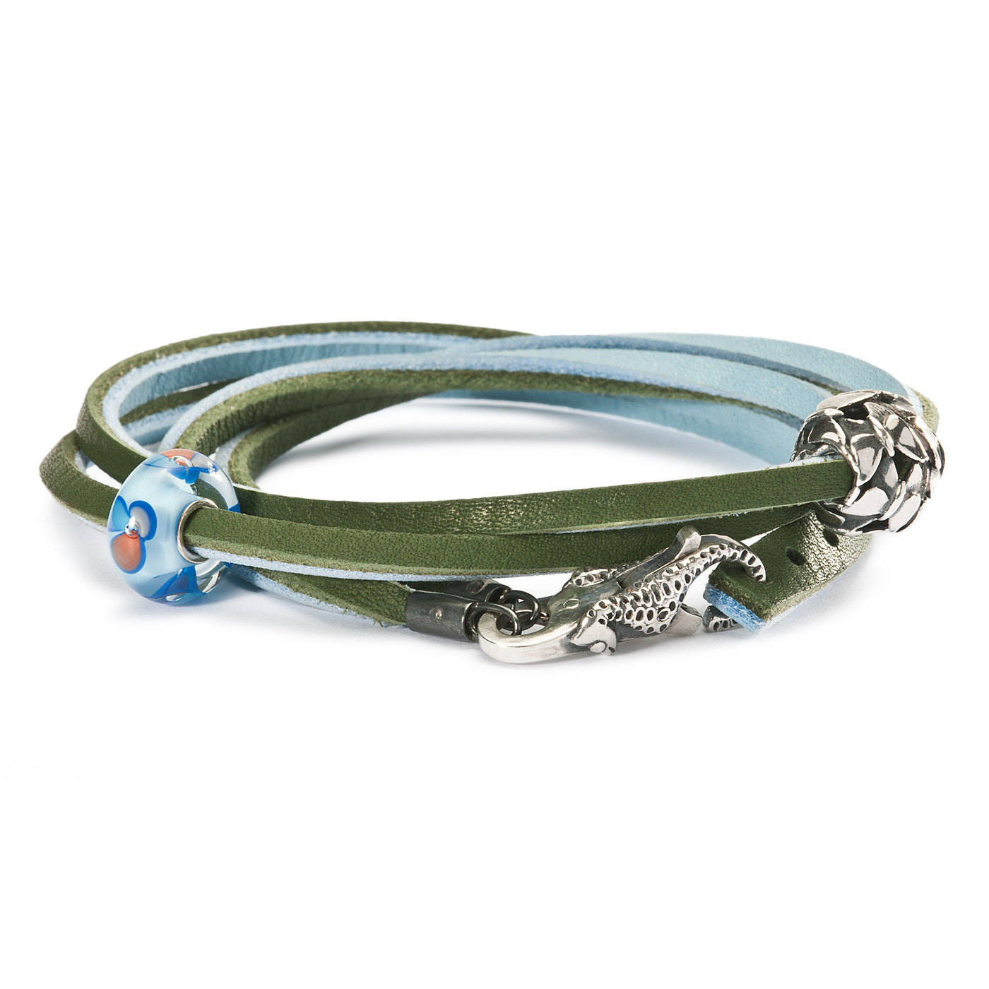Leather Bracelet Light Blue/Green - Trollbeads Canada