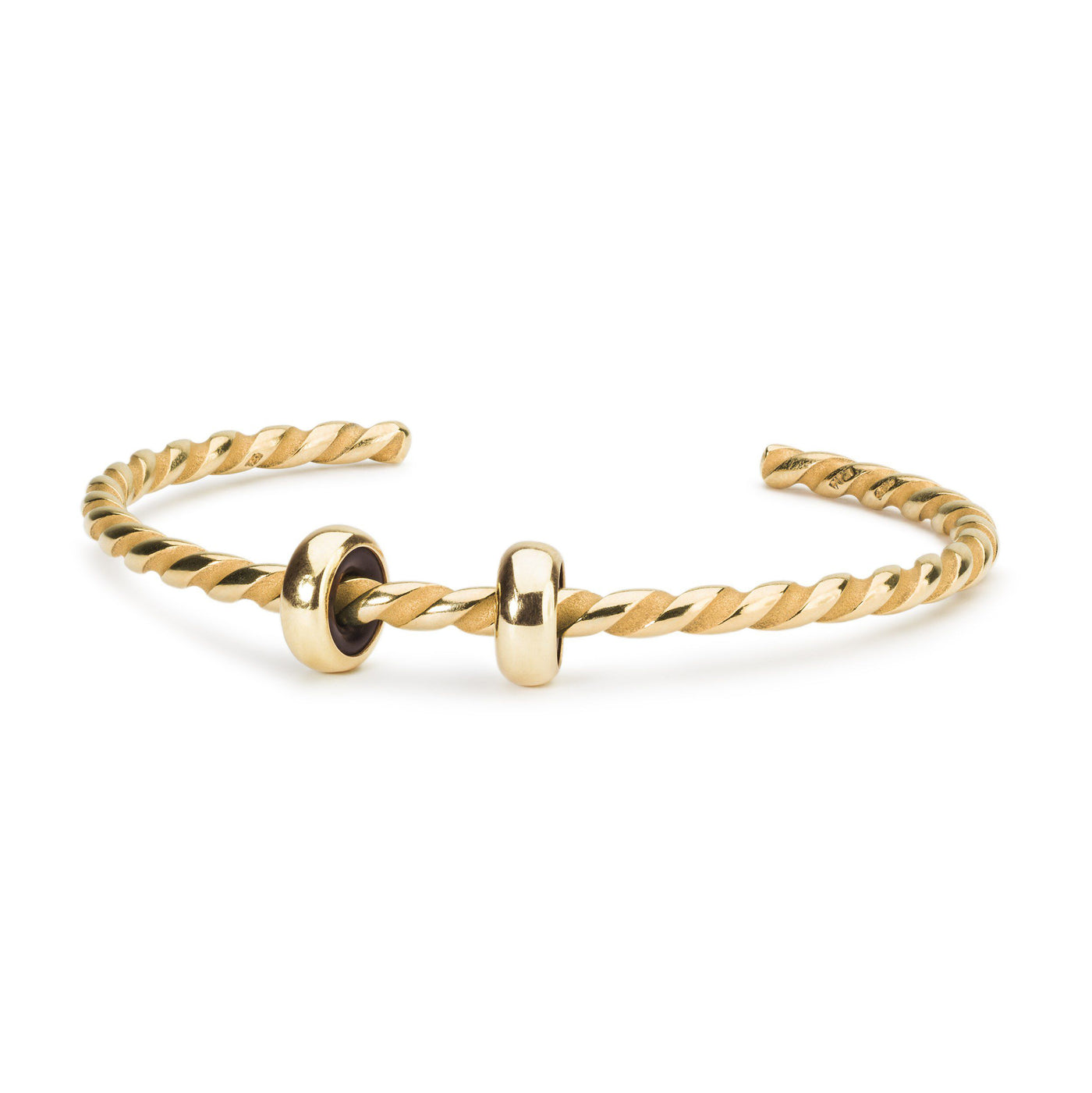 Twisted Gold Plated Bangle with 2 x Gold Spacers - Trollbeads Canada