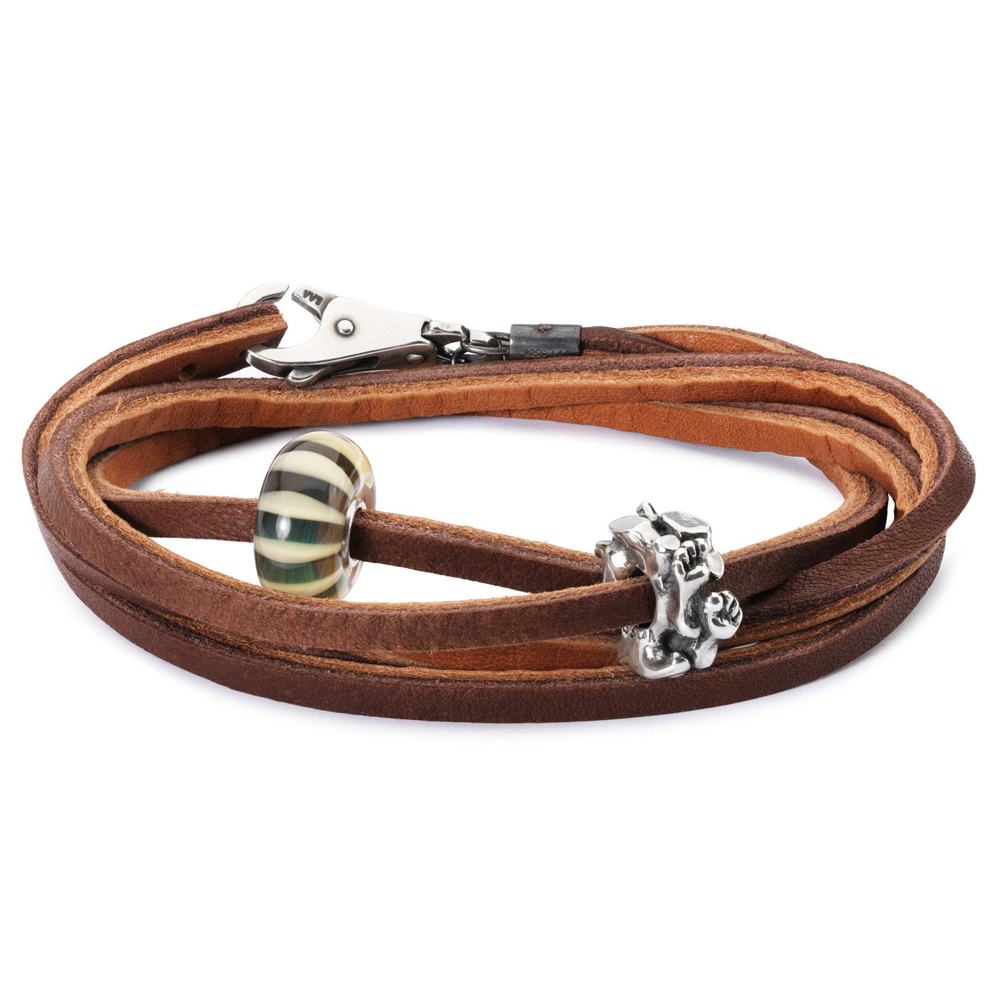 Leather Bracelet Light/Dark Brown - Trollbeads Canada