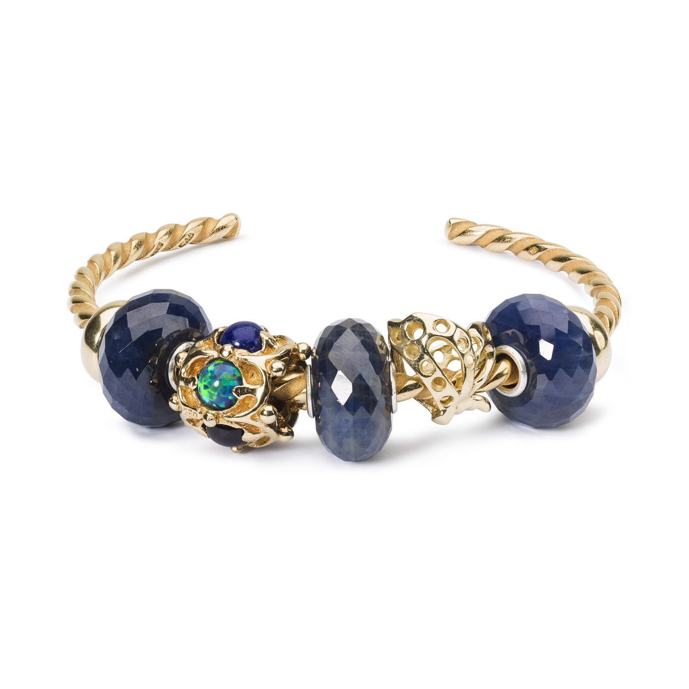 Twisted Gold Plated Bangle with 2 x Gold Spacers - Trollbeads Canada