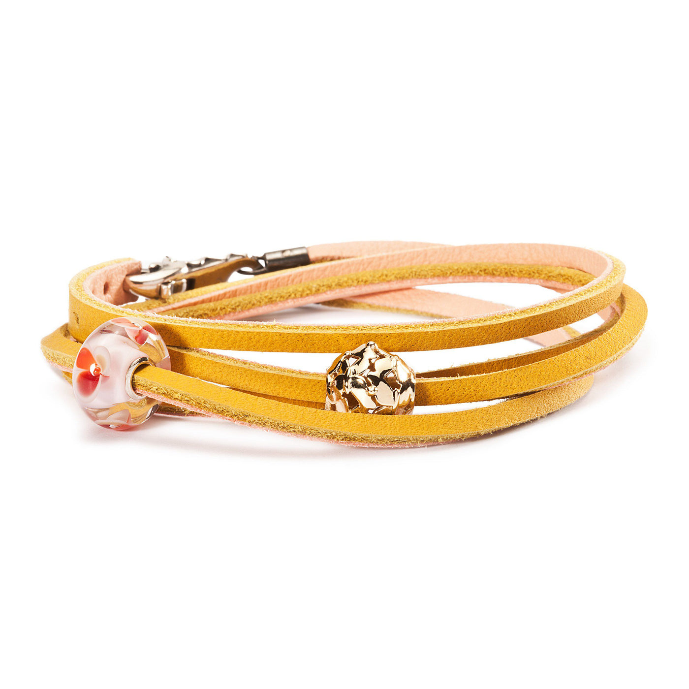 Leather Bracelet Yellow/Light Pink - Trollbeads Canada
