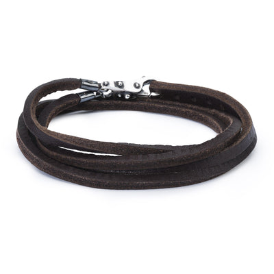 Leather Bracelet Brown with Sterling Silver Lock of Wisdom - Trollbeads Canada