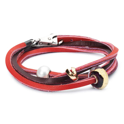 Leather Bracelet Red/Bordeaux - Trollbeads Canada