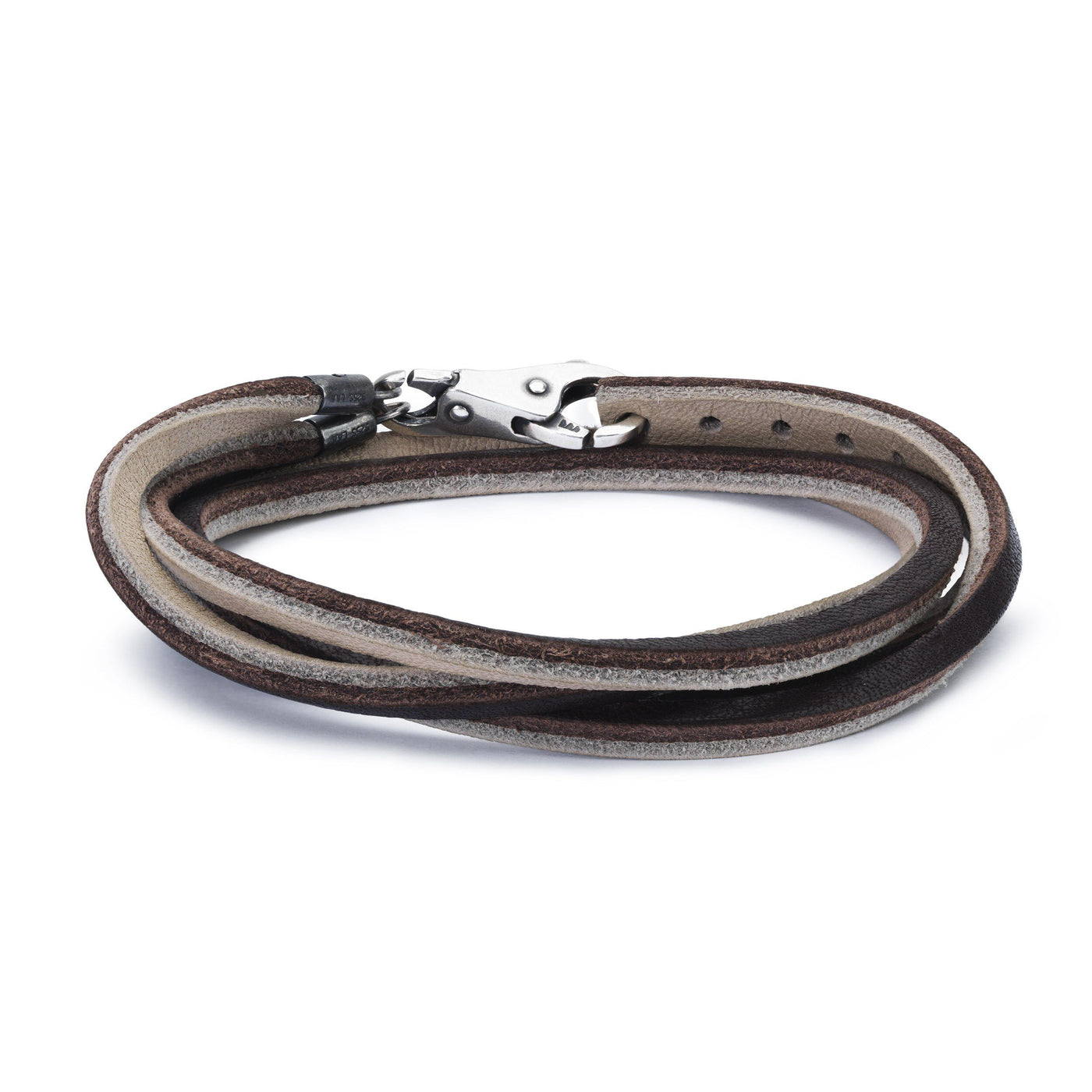 Leather Bracelet, Brown/Light Grey - Trollbeads Canada
