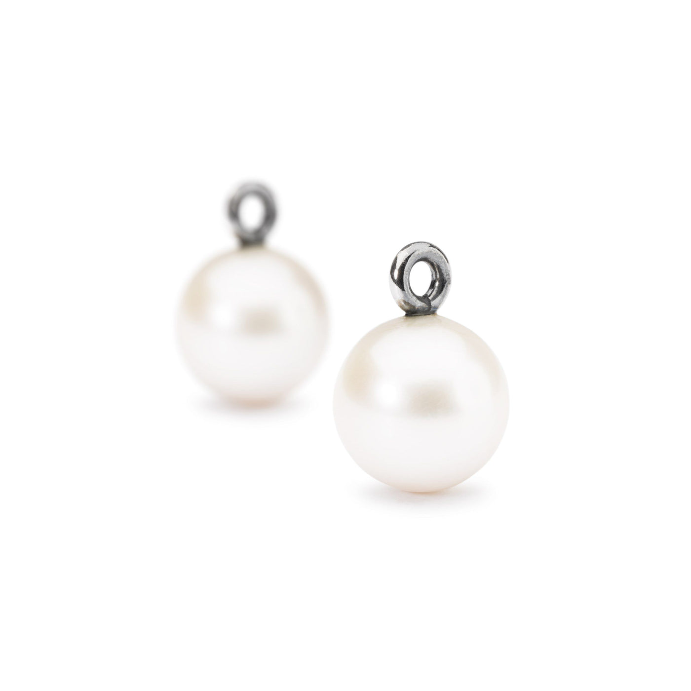 White Pearl Round Drops with Silver and Gold Hooks - Trollbeads Canada