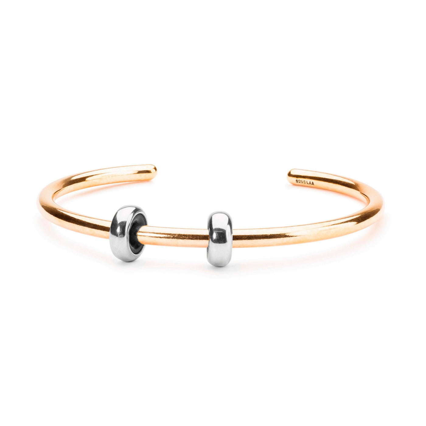 Gold Plated Bangle with 2 x Silver Spacers - Trollbeads Canada