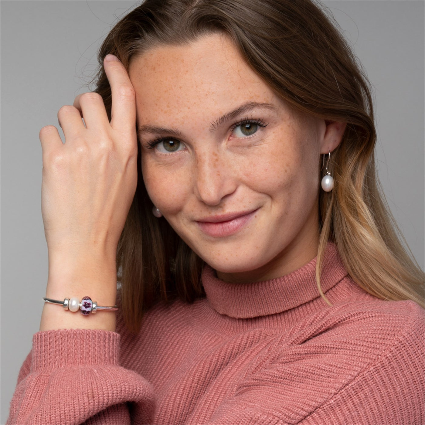 White Pearl Oval Drops with Silver Hooks