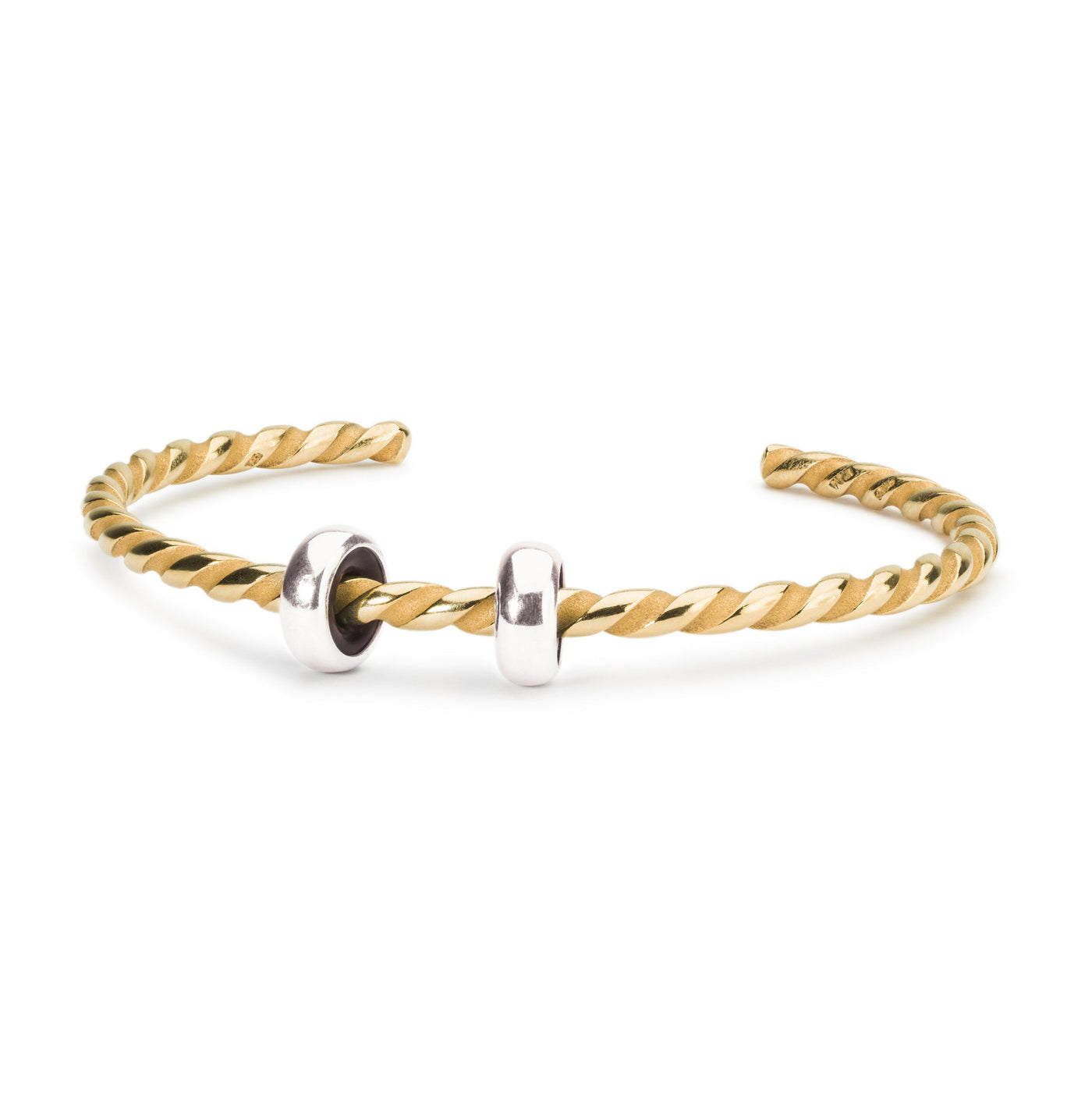 Twisted Gold Plated Bangle with 2 x Silver Spacers - Trollbeads Canada