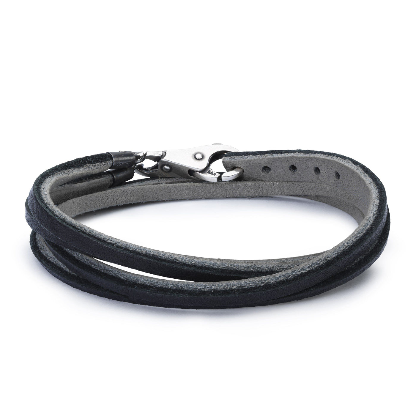 Leather Bracelet Black/Grey - Trollbeads Canada