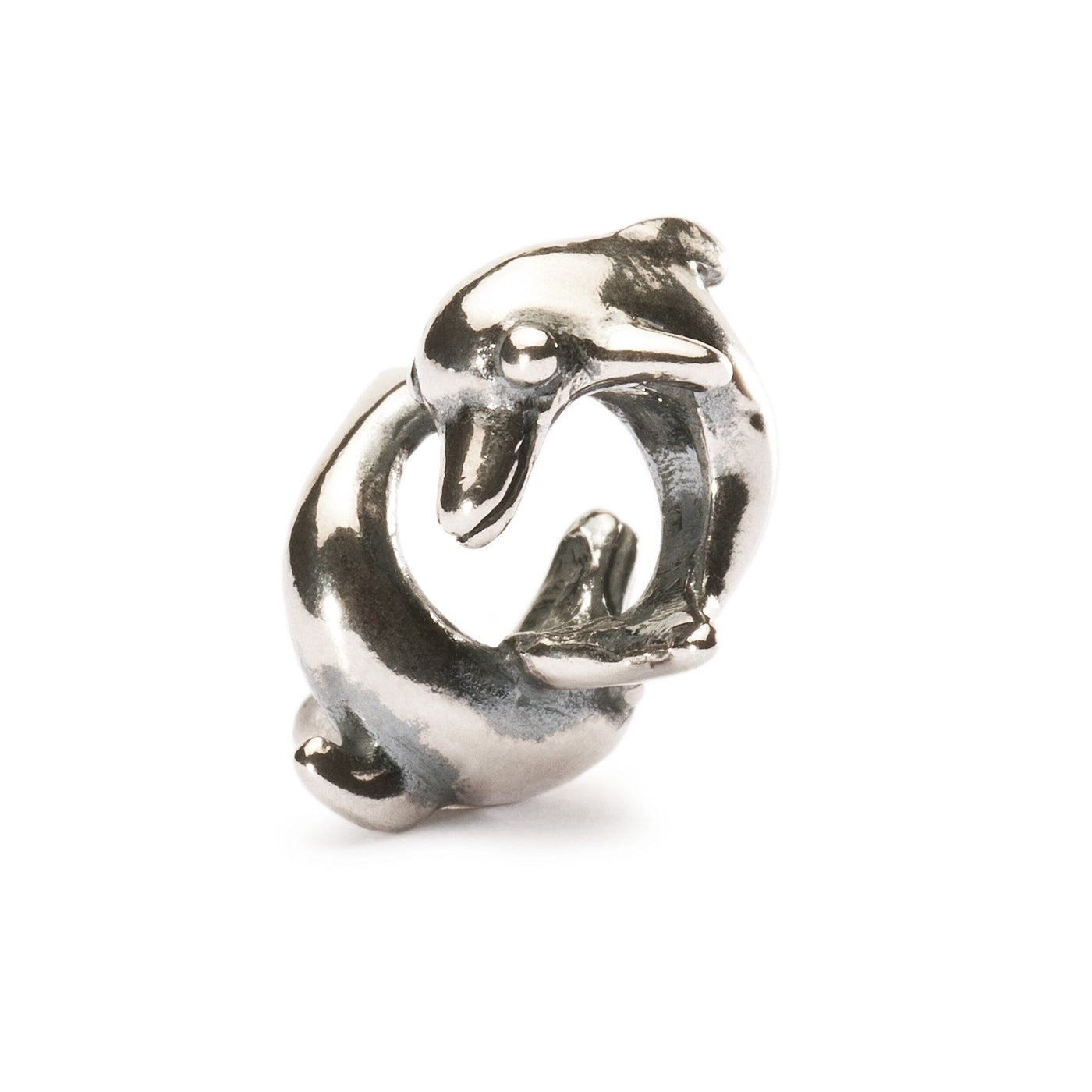 Dolphins playing silver jewellery bead