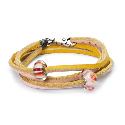 Leather Bracelet Yellow/Light Pink - Trollbeads Canada
